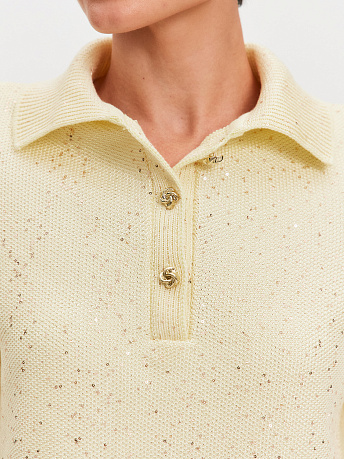 Поло с пайетками из хлопка и вискозы JpVCPb-005
