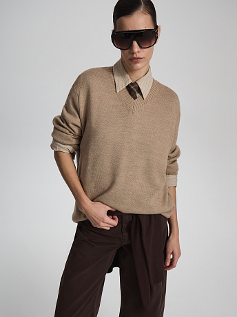 Джемпер из шерсти мериноса и вискозы с полосками JWA-091