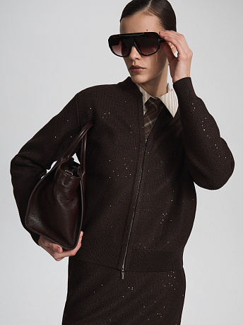 Бомбер из хлопка с пайетками KbVCPb-076