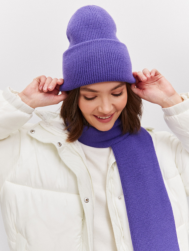 Комплект (шапка+ шарф) трикотажный KWH-144 (фиолетовый, 56-58)